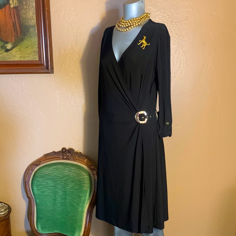 Vintage Cache Black Wrap Dress.  Sz L